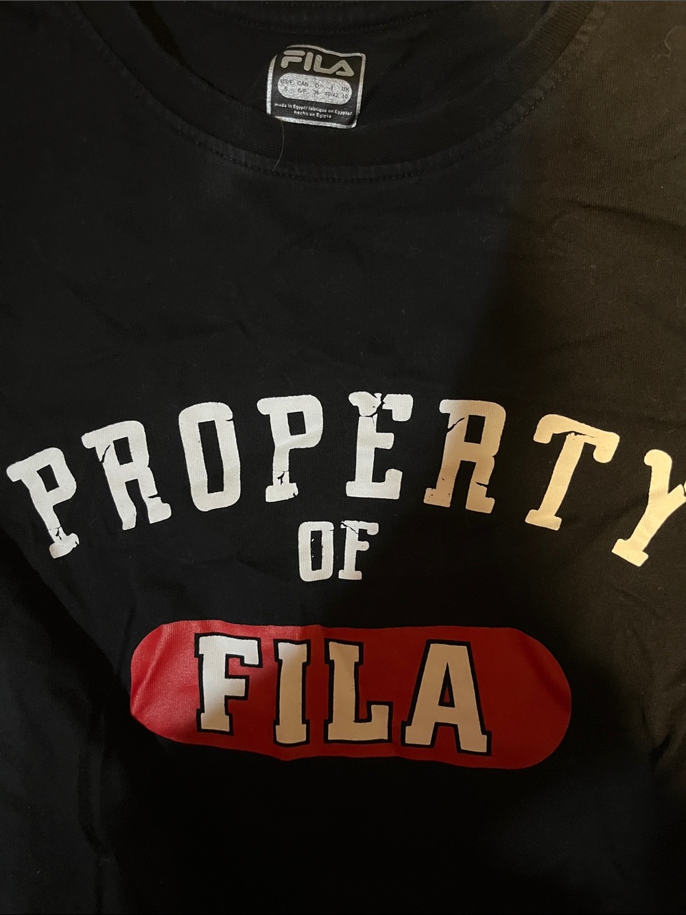 Fila Black Tee with Red and White Sleeve Stripes - Picture 2 of 3